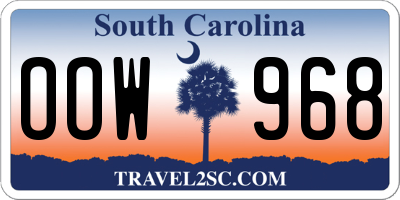 SC license plate OOW968