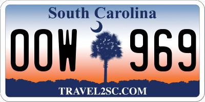 SC license plate OOW969