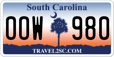 SC license plate OOW980