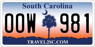 SC license plate OOW981
