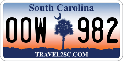 SC license plate OOW982