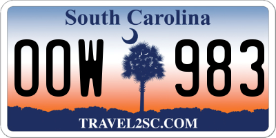 SC license plate OOW983