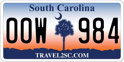 SC license plate OOW984