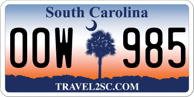SC license plate OOW985