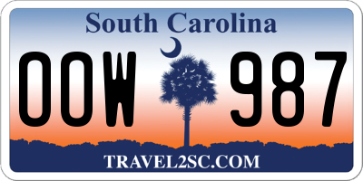 SC license plate OOW987
