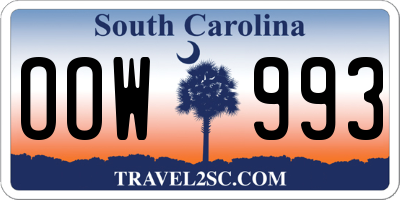 SC license plate OOW993