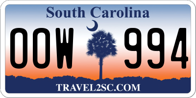 SC license plate OOW994