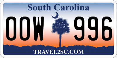 SC license plate OOW996