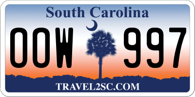 SC license plate OOW997