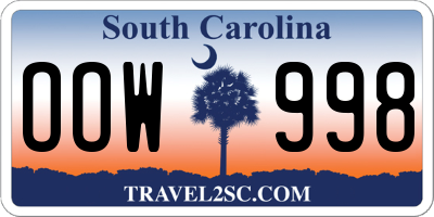 SC license plate OOW998