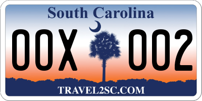 SC license plate OOX002