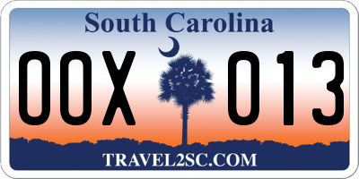 SC license plate OOX013