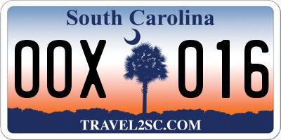 SC license plate OOX016