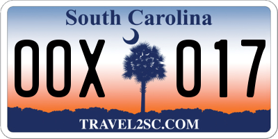 SC license plate OOX017