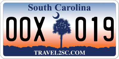 SC license plate OOX019