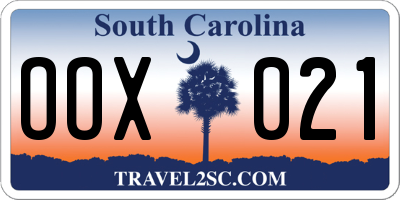 SC license plate OOX021