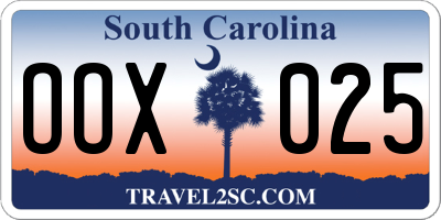 SC license plate OOX025