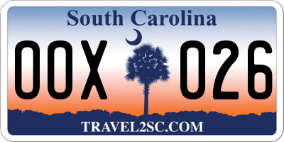 SC license plate OOX026