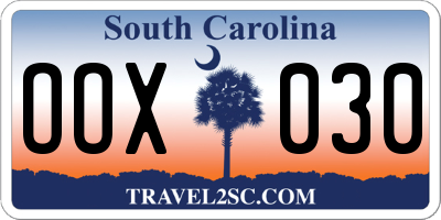 SC license plate OOX030