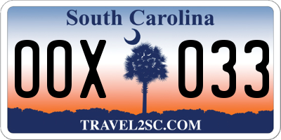 SC license plate OOX033