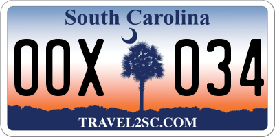 SC license plate OOX034