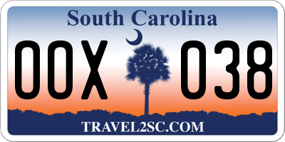 SC license plate OOX038