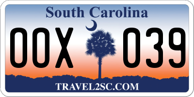 SC license plate OOX039