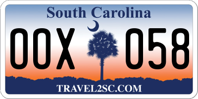 SC license plate OOX058