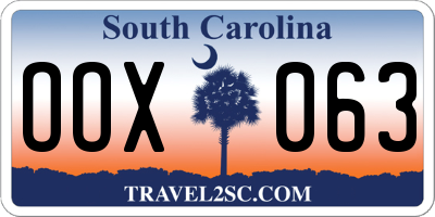 SC license plate OOX063