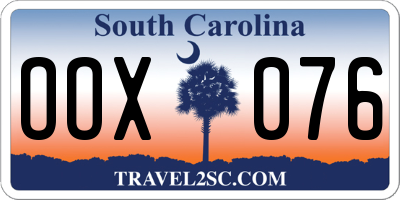 SC license plate OOX076