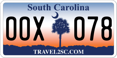 SC license plate OOX078