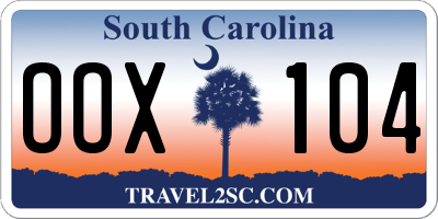 SC license plate OOX104