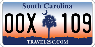 SC license plate OOX109