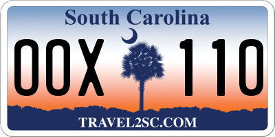 SC license plate OOX110