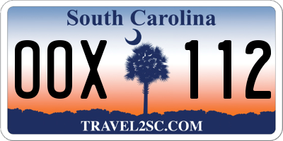 SC license plate OOX112