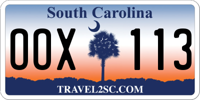 SC license plate OOX113