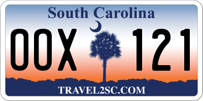 SC license plate OOX121