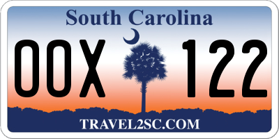 SC license plate OOX122
