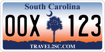 SC license plate OOX123