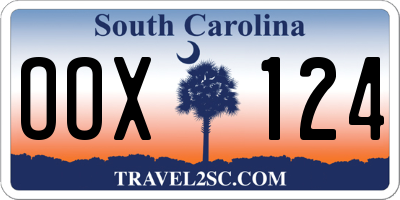 SC license plate OOX124