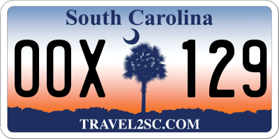 SC license plate OOX129
