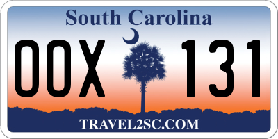SC license plate OOX131