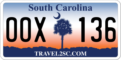 SC license plate OOX136