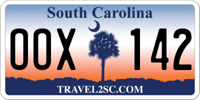 SC license plate OOX142