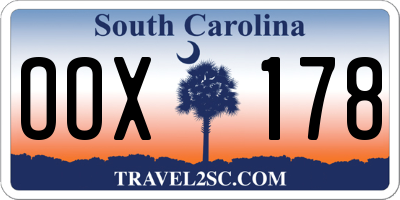 SC license plate OOX178
