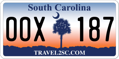 SC license plate OOX187