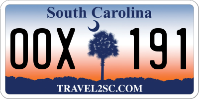 SC license plate OOX191