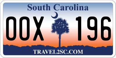 SC license plate OOX196