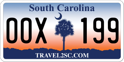 SC license plate OOX199