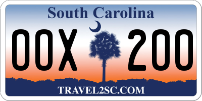 SC license plate OOX200